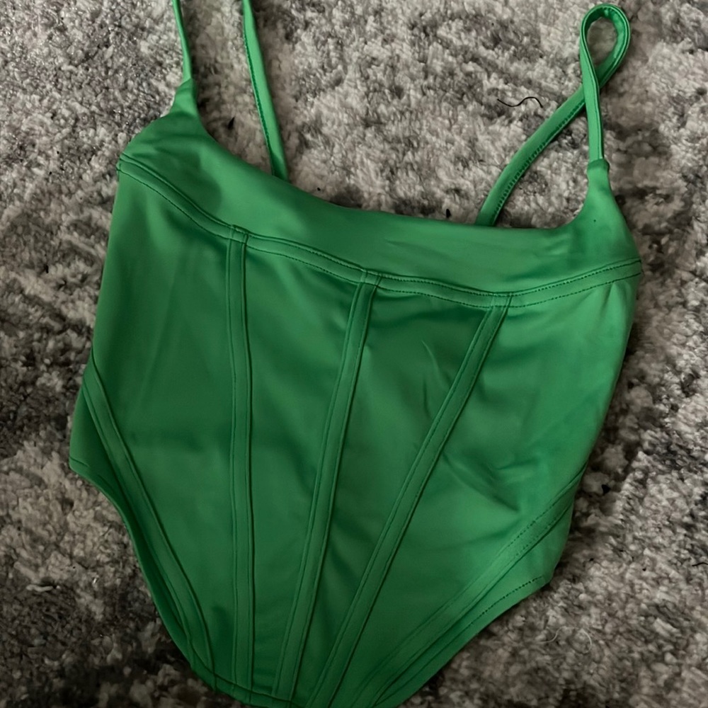 Green corset crop top